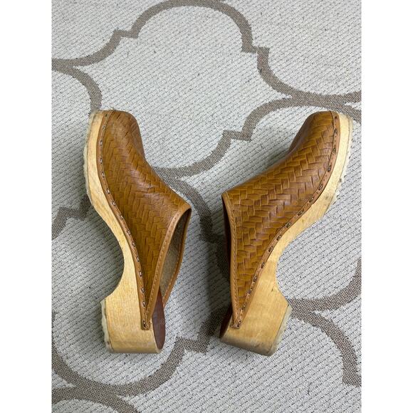 Olof Daughters Wooden Leather Clogs by Ulla made in Finland, size 38/ US 7.5 - Picture 6 of 14
